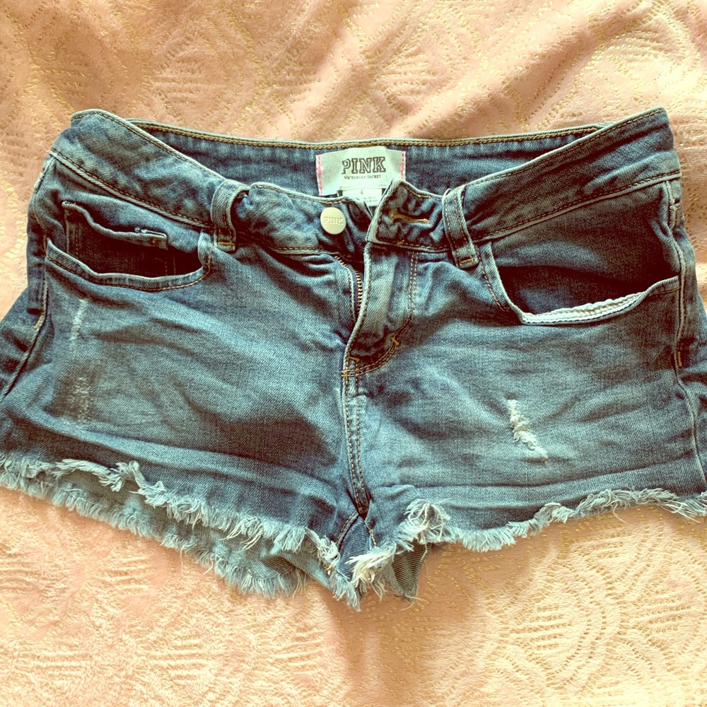 PINK distressed Short Shorts